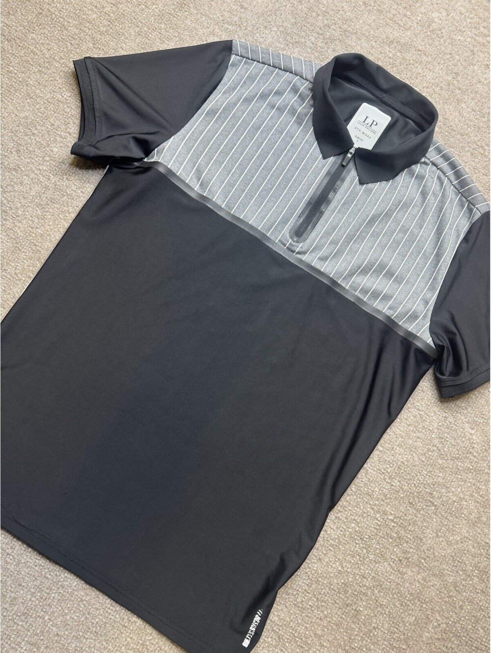 Louis Philippe Men's S Zip Front Polo Blk/Gry (1062)
